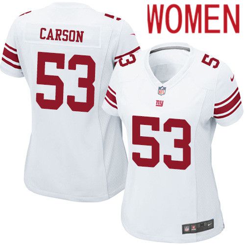 Women New York Giants 53 Harry Carson Nike White Game NFL Jersey